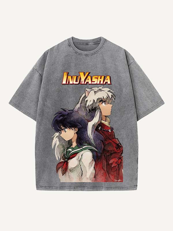 Inuyasha Print Round Neck T-shirt