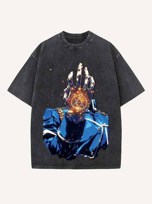Fullmetal Alchemist Print Round Neck T-shirt