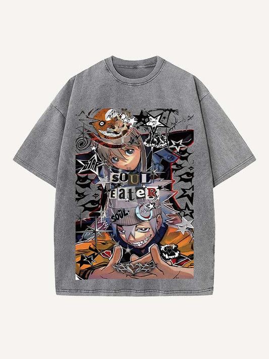 Soul Eater Print Round Neck T-shirt
