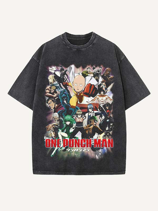 One-Punch Man Print Round Neck T-shirt