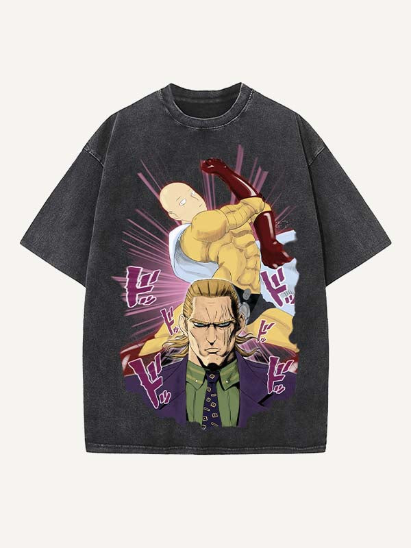 One-Punch Man Print Round Neck T-shirt