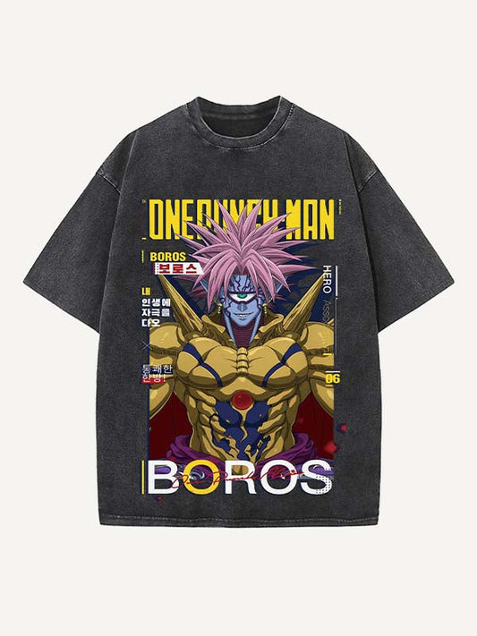 One-Punch Man Print Round Neck T-shirt