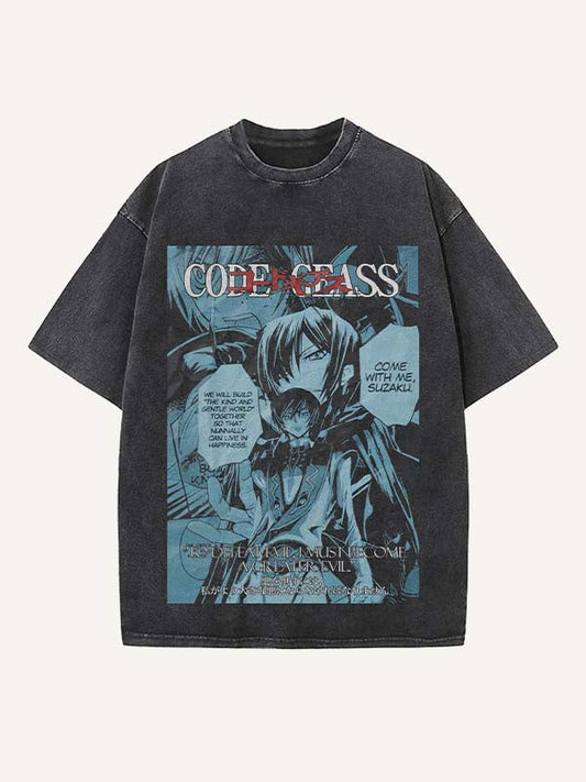 Code Geass Print Round Neck T-shirt