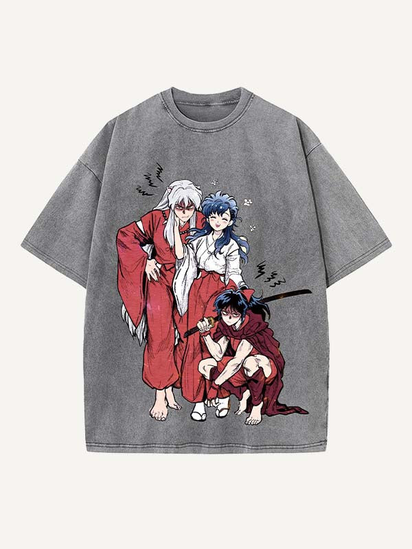 Inuyasha Print Round Neck T-shirt