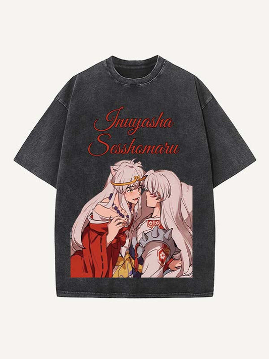 Inuyasha Print Round Neck T-shirt