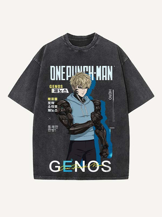 One-Punch Man Print Round Neck T-shirt