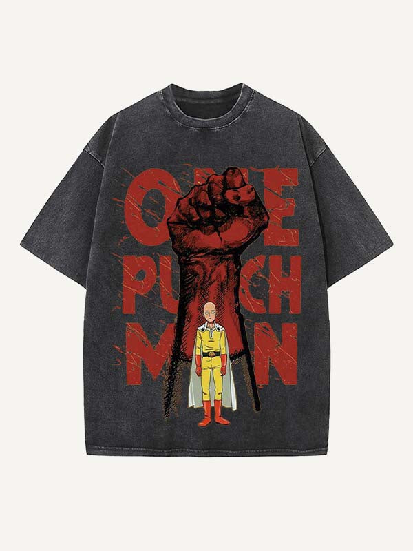 One-Punch Man Print Round Neck T-shirt
