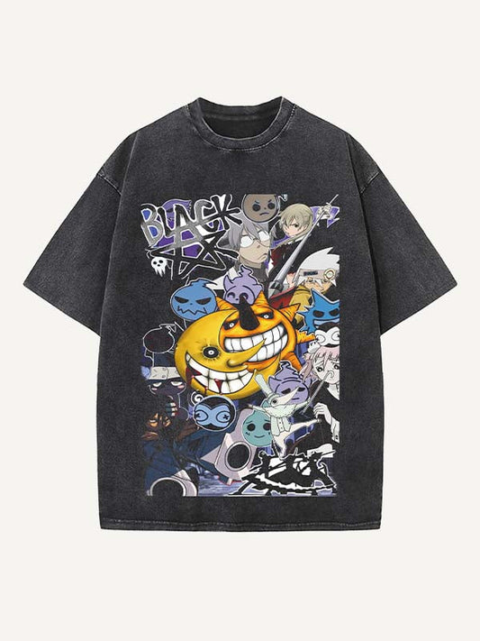 Soul Eater Print Round Neck T-shirt