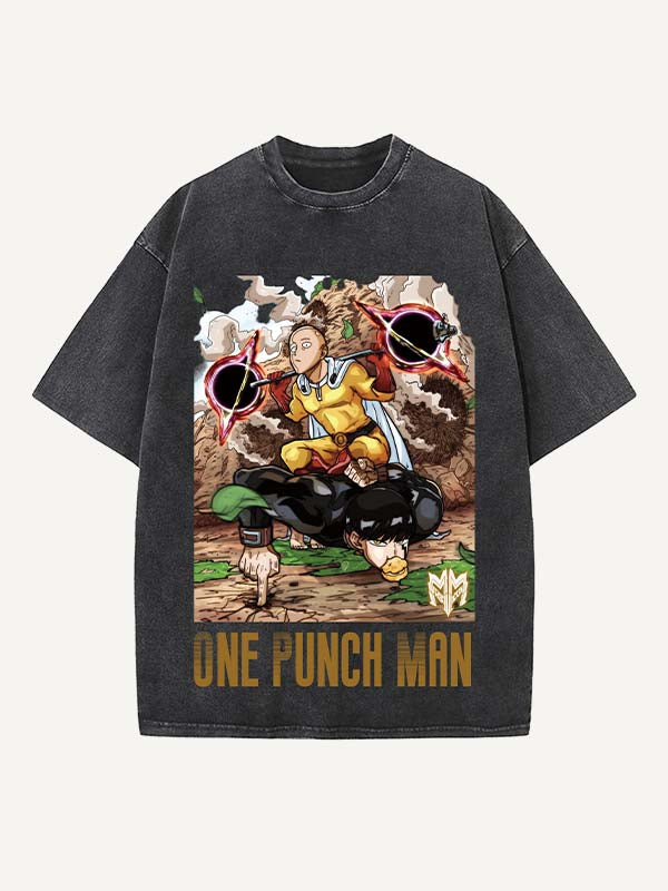 One-Punch Man Print Round Neck T-shirt