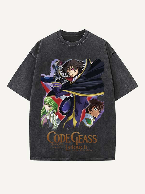 Code Geass Print Round Neck T-shirt