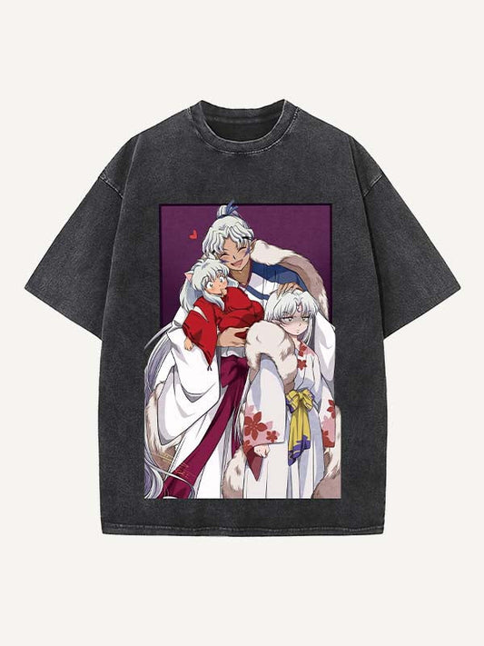 Inuyasha Print Round Neck T-shirt