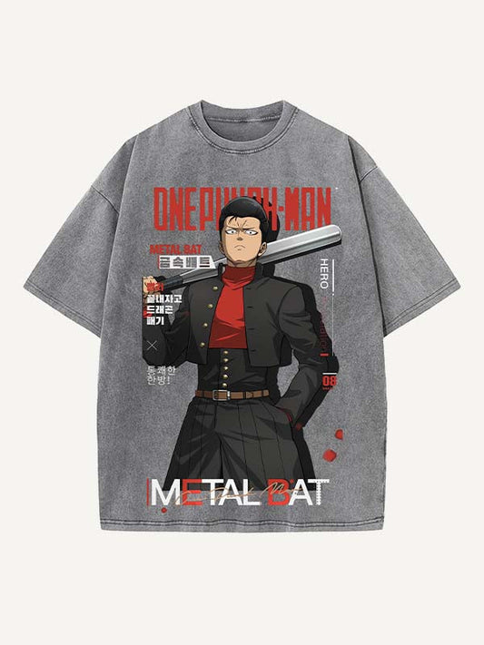 One-Punch Man Print Round Neck T-shirt