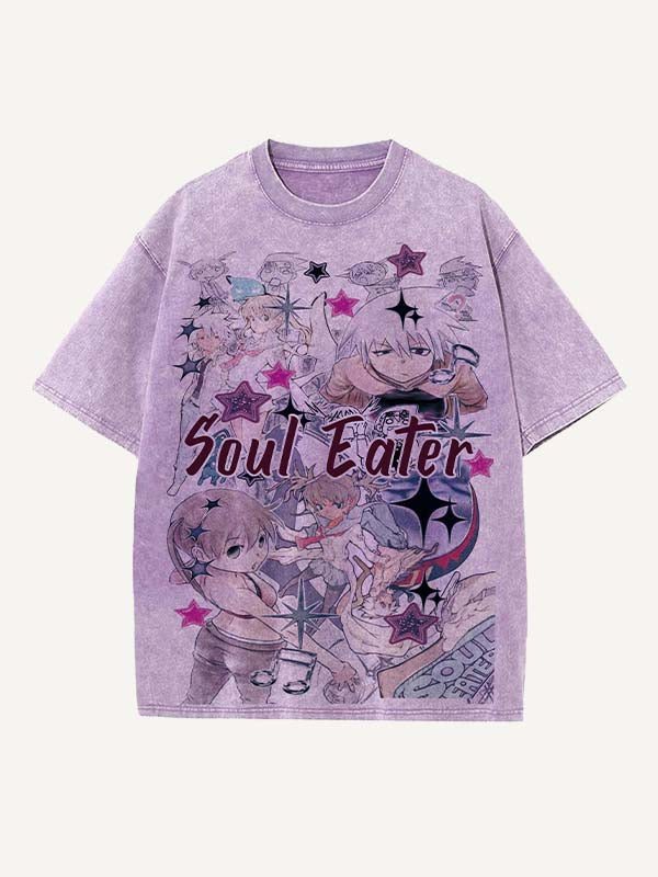 Soul Eater Print Round Neck T-shirt