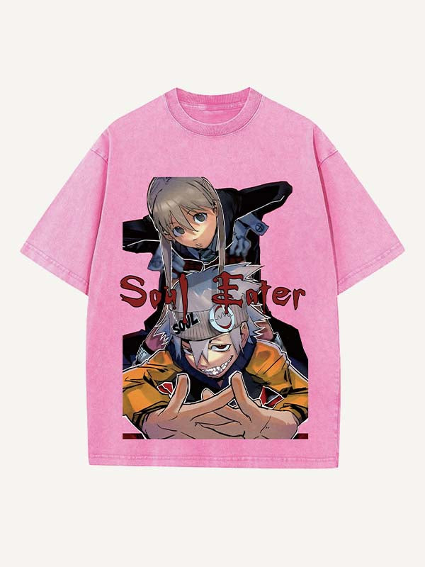 Soul Eater Print Round Neck T-shirt