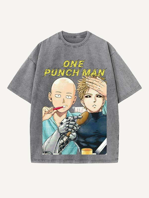 One-Punch Man Print Round Neck T-shirt
