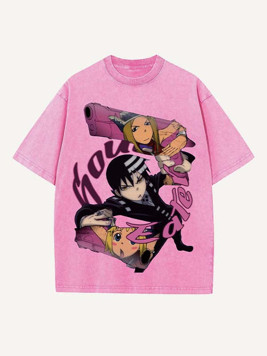 Soul Eater Print Round Neck T-shirt