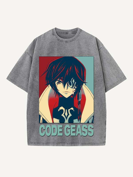 Code Geass Print Round Neck T-shirt
