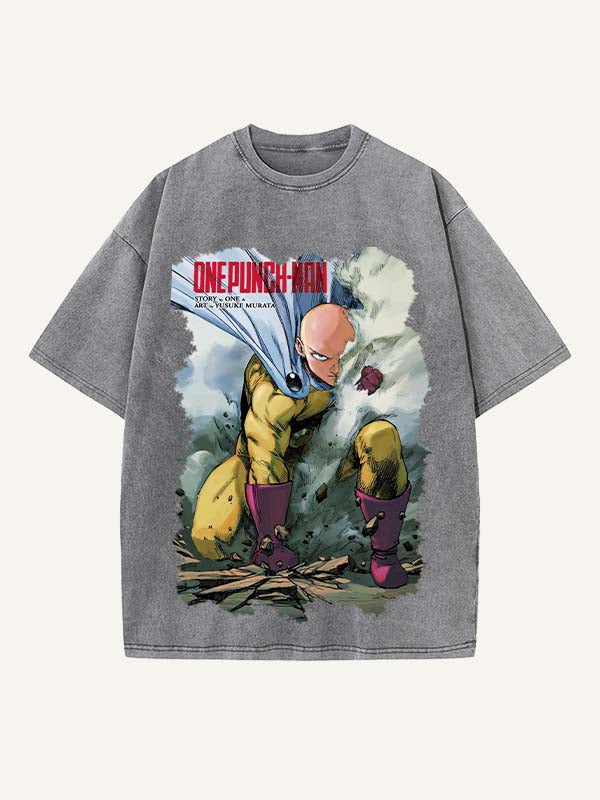 One-Punch Man Print Round Neck T-shirt