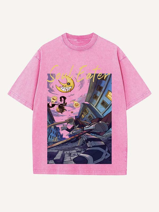 Soul Eater Print Round Neck T-shirt