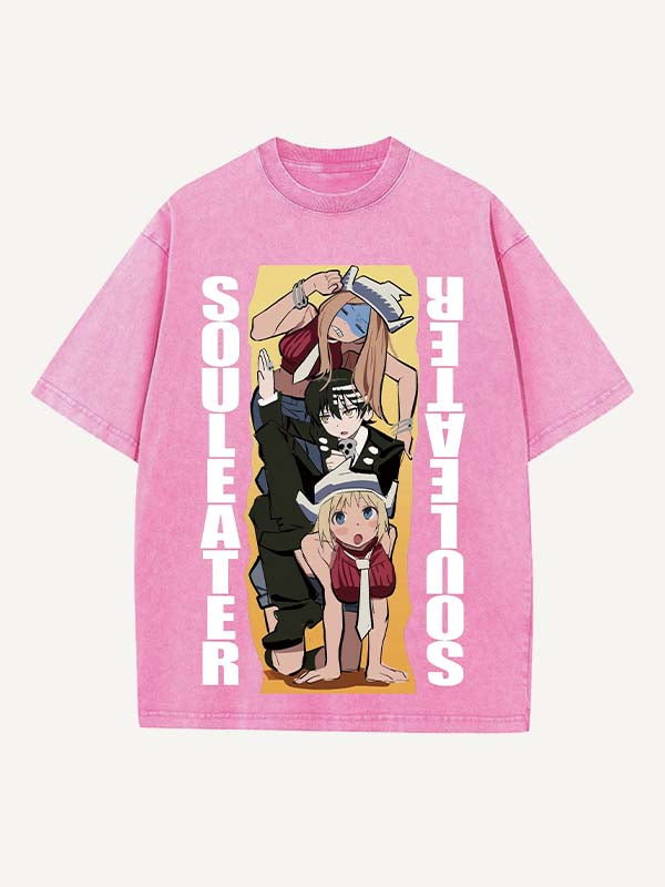 Soul Eater Print Round Neck T-shirt