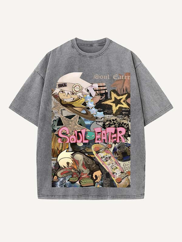 Soul Eater Print Round Neck T-shirt