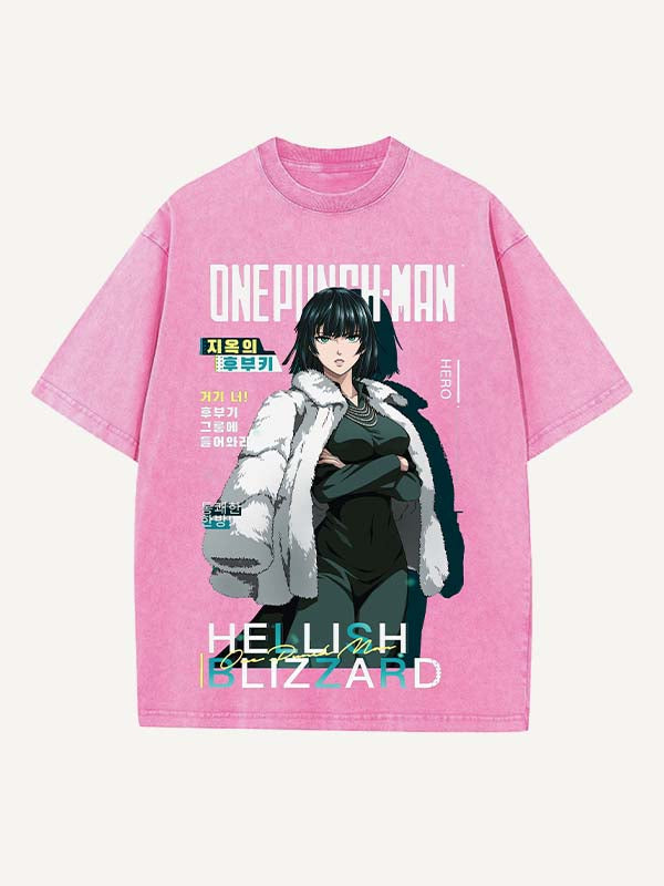 One-Punch Man Print Round Neck T-shirt