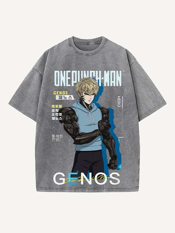 One-Punch Man Print Round Neck T-shirt