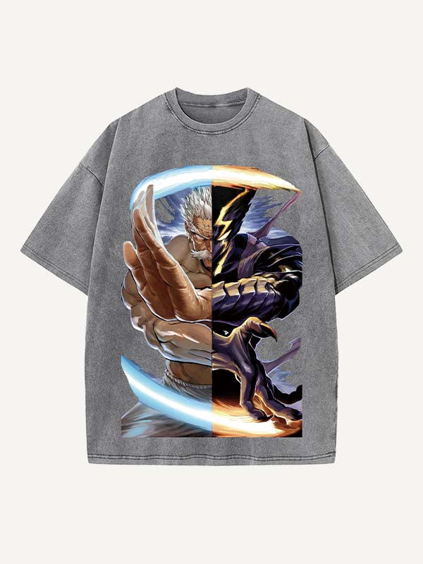 One-Punch Man Print Round Neck T-shirt