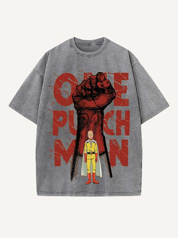 One-Punch Man Print Round Neck T-shirt