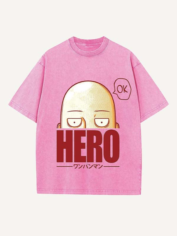 One-Punch Man Print Round Neck T-shirt