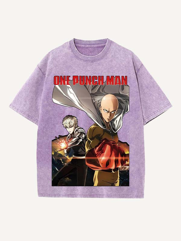 One-Punch Man Print Round Neck T-shirt