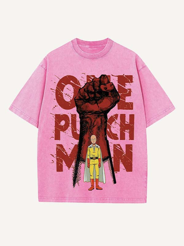 One-Punch Man Print Round Neck T-shirt