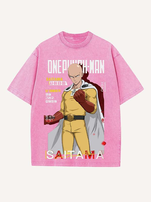 One-Punch Man Print Round Neck T-shirt