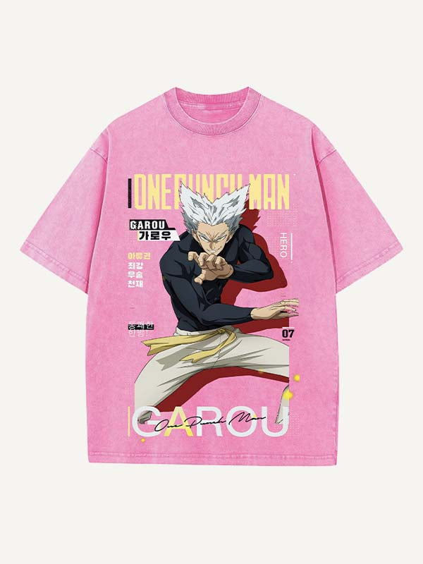 One-Punch Man Print Round Neck T-shirt