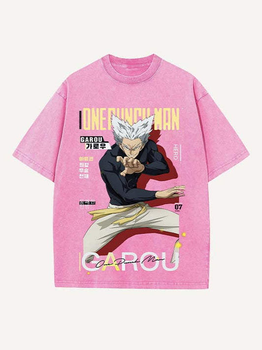 One-Punch Man Print Round Neck T-shirt