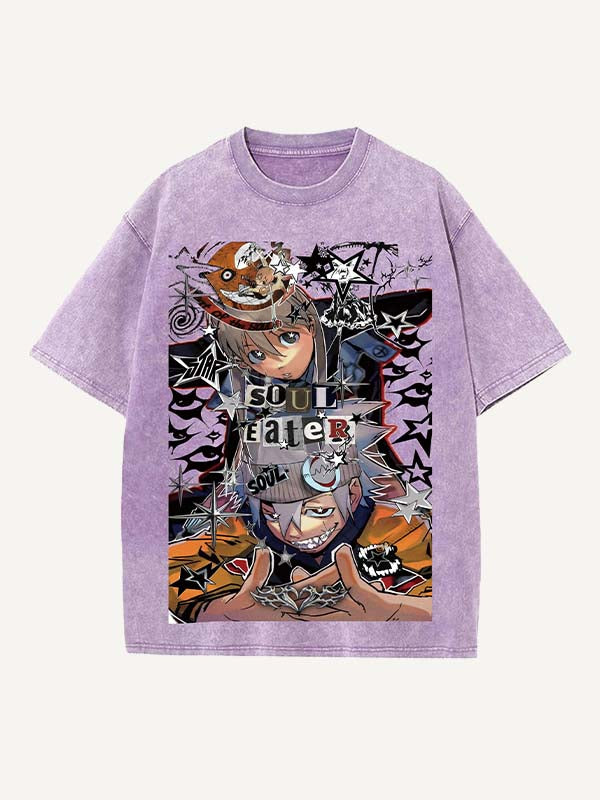 Soul Eater Print Round Neck T-shirt
