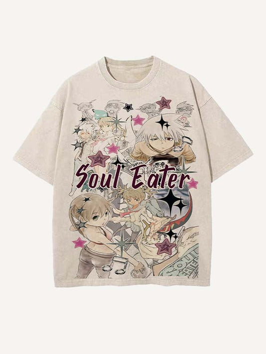 Soul Eater Print Round Neck T-shirt