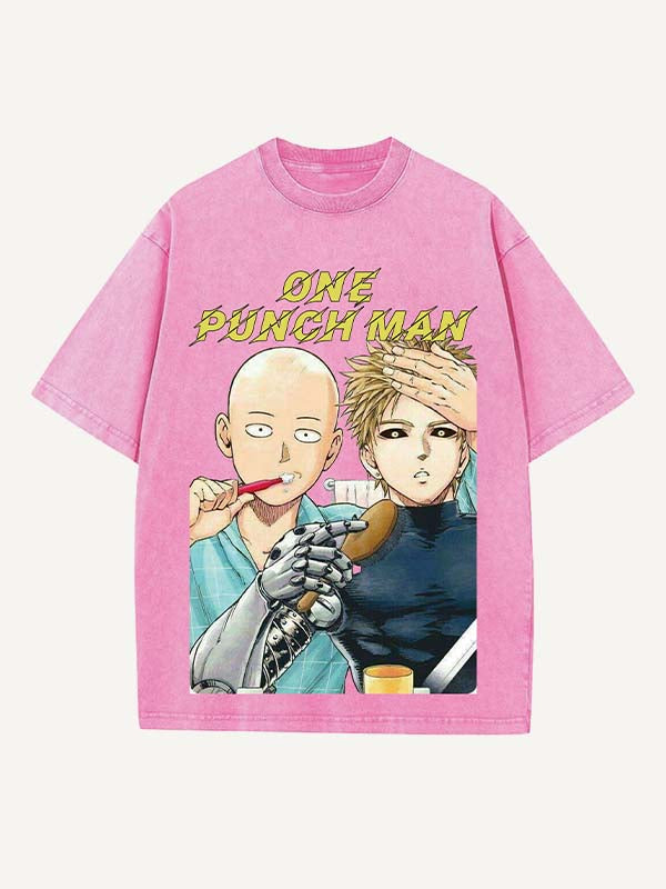 One-Punch Man Print Round Neck T-shirt