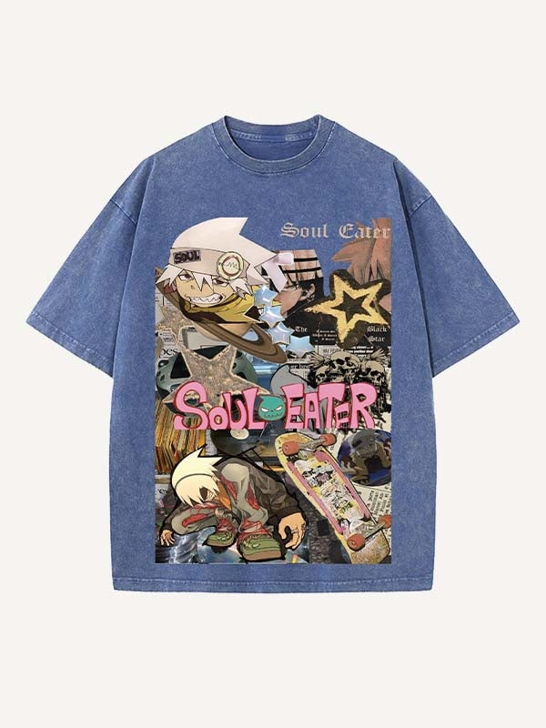 Soul Eater Print Round Neck T-shirt