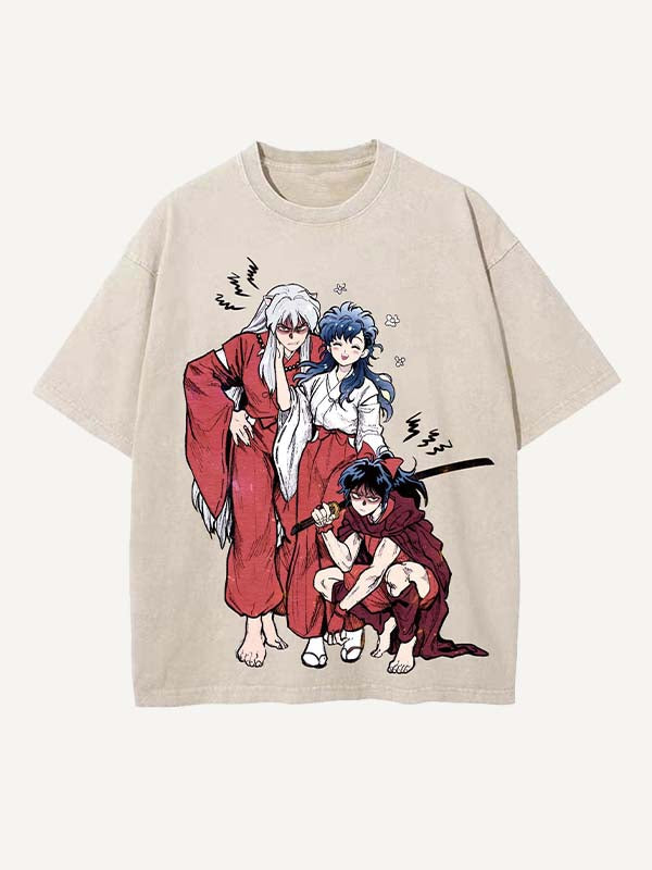 Inuyasha Print Round Neck T-shirt