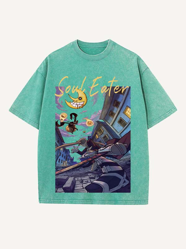 Soul Eater Print Round Neck T-shirt
