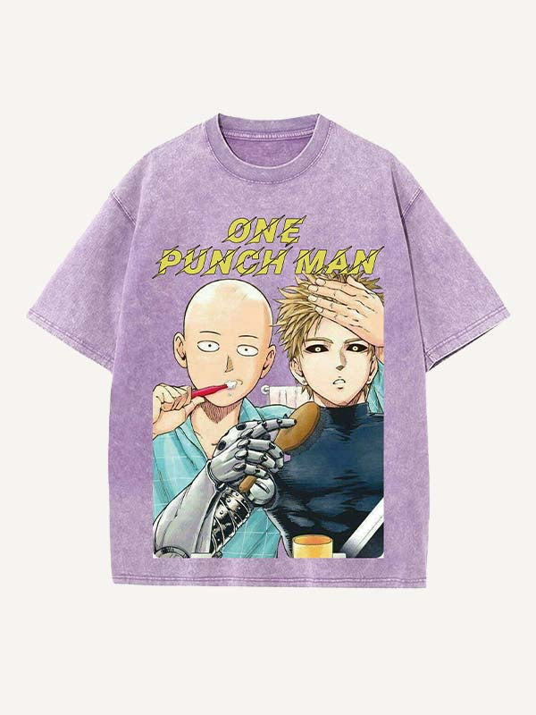 One-Punch Man Print Round Neck T-shirt