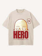 One-Punch Man Print Round Neck T-shirt