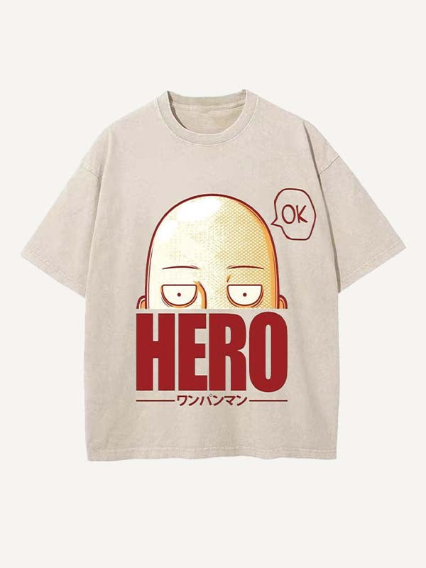 One-Punch Man Print Round Neck T-shirt