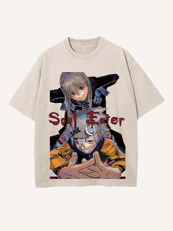 Soul Eater Print Round Neck T-shirt
