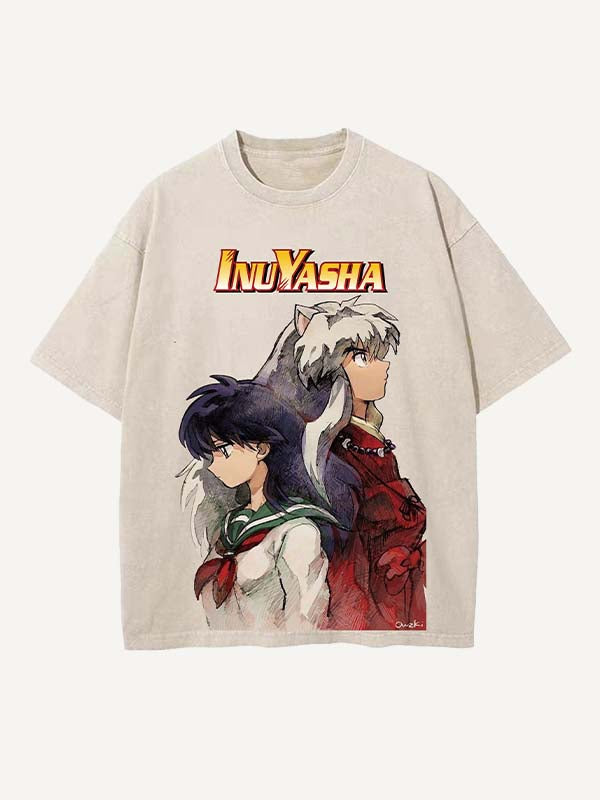 Inuyasha Print Round Neck T-shirt