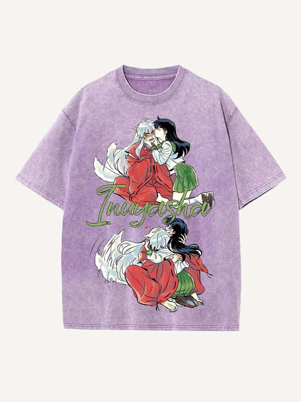 Inuyasha Print Round Neck T-shirt