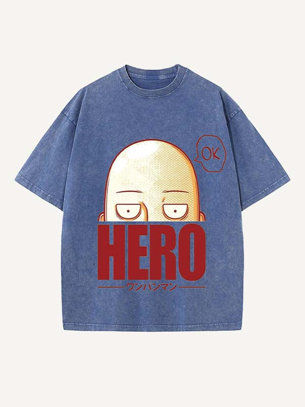 One-Punch Man Print Round Neck T-shirt