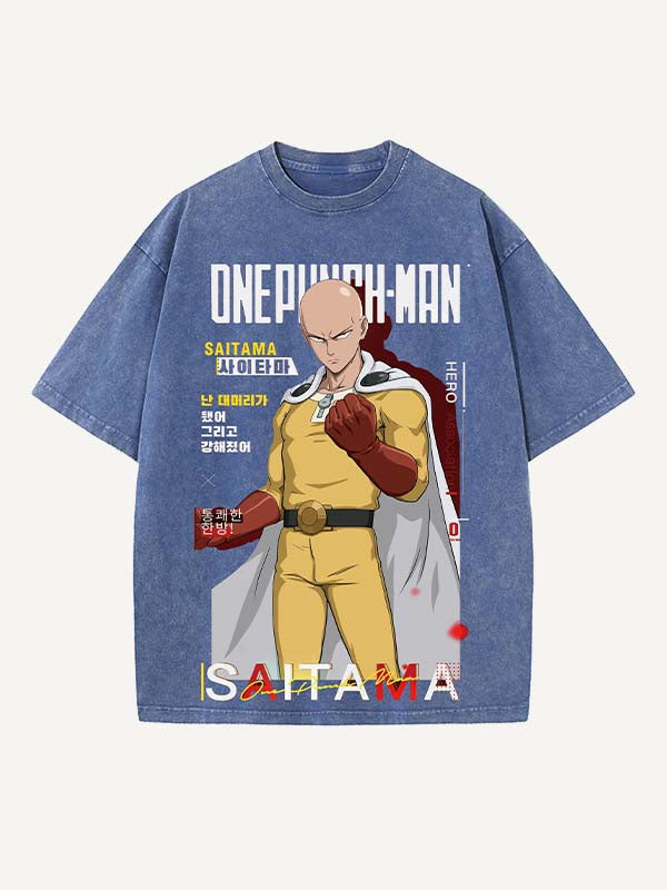 One-Punch Man Print Round Neck T-shirt