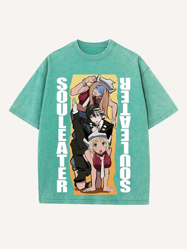 Soul Eater Print Round Neck T-shirt